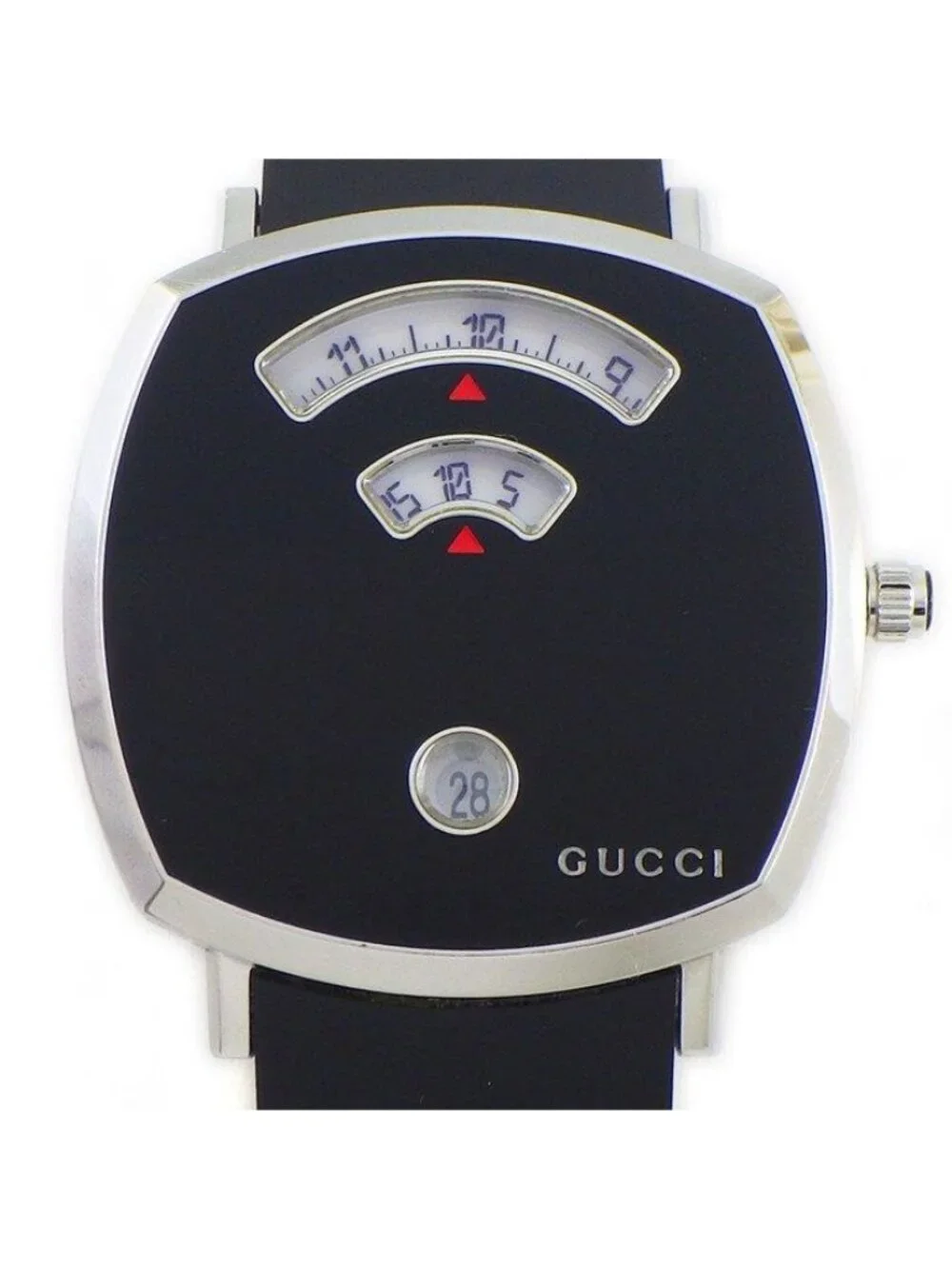 Gucci Watch Grip 157.3 Date White Dial Black Pvd SS Quartz Analog